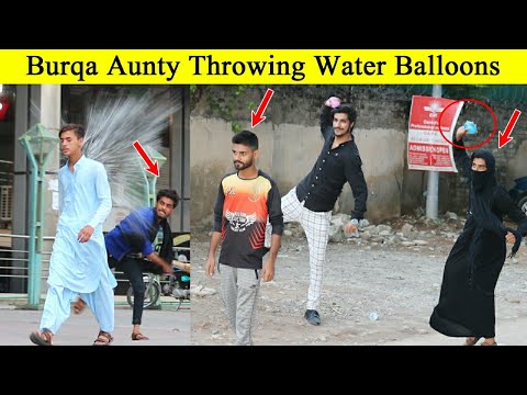 Burqa Aunty Throwing Water Balloons | Masti Prank Tv