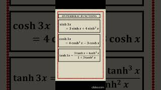 HYPERBOLIC FUNCTIONS FORMULAS