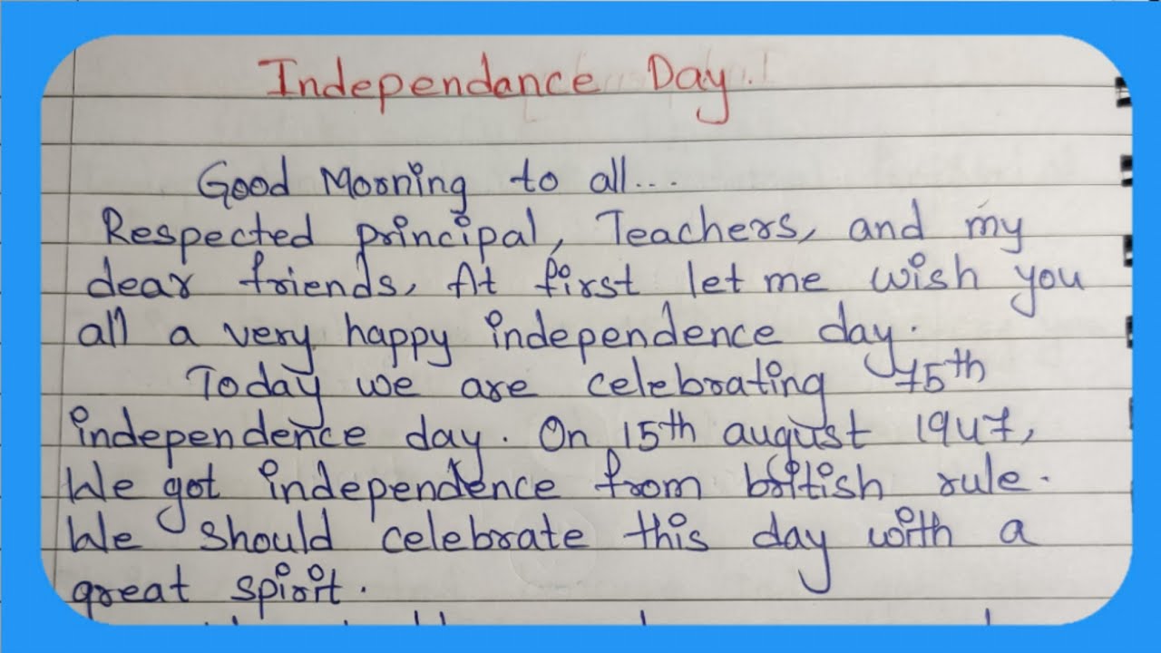 speech on independence day for kindergarten