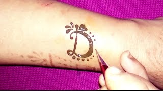 Fancy ' D ' Letter henna tattoo || alphabet D Letter mehndi design