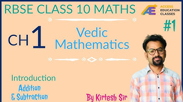 RBSE |  Class 10 Maths | Chapter 1 Vedic Mathematics Introduction (Add & Sub) By Kirtesh Tailor