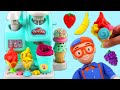 Blippi Pretend Toy Kitchen Cooking with Play Doh Smoothie &amp; Juice Machine Playset!