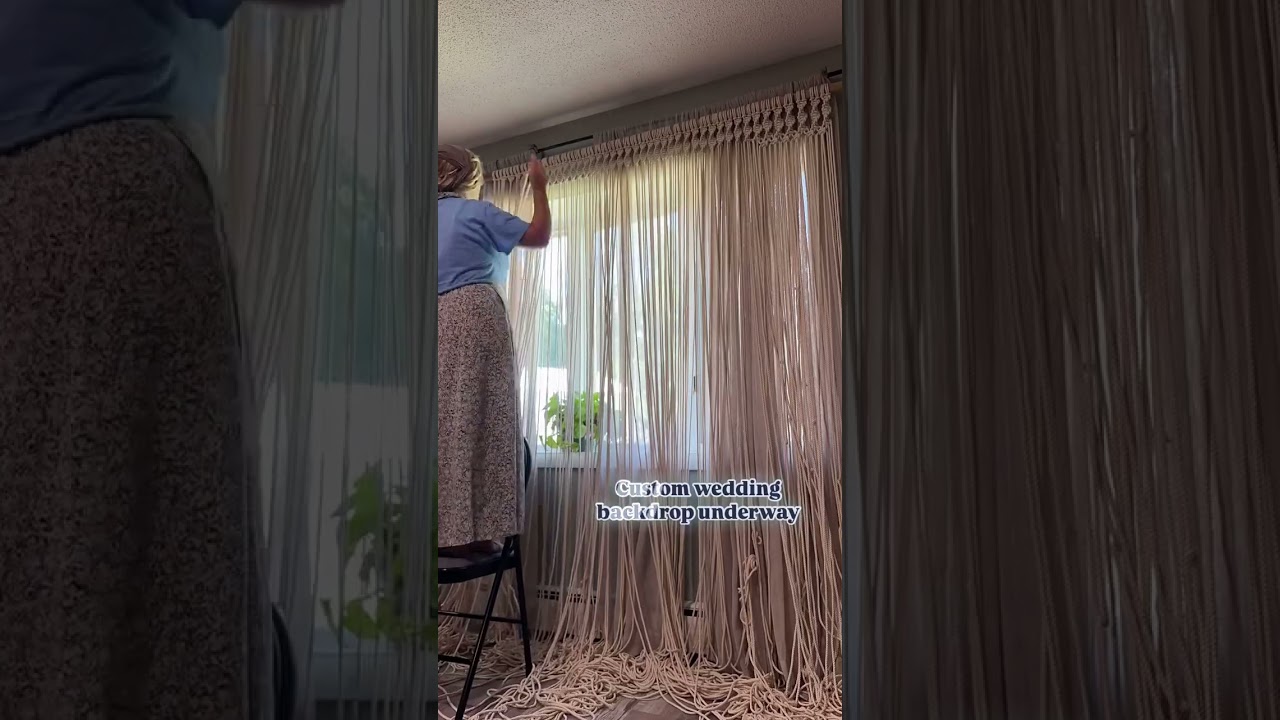 Making a custom macrame wedding backdrop. Follow along! 