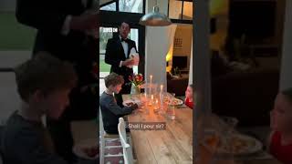 Dad's dinner party video goes viral 🍽️🤵