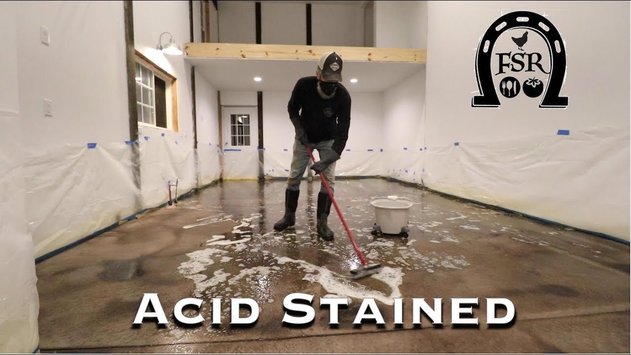 ACID STAINING the CONCRETE Floor of the Barndominium YouTube