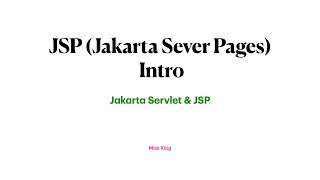 JSP (Jakarta Sever Pages) Intro