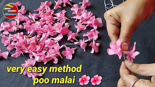 How to string arali poo malai for beginners/flower garland tutorial/how to tie garland for god🌺🌺