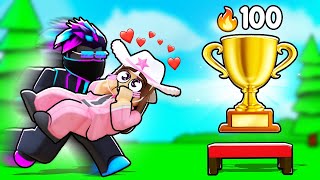 I Carried MY CRUSH to 100 Wins In Roblox BedWars!