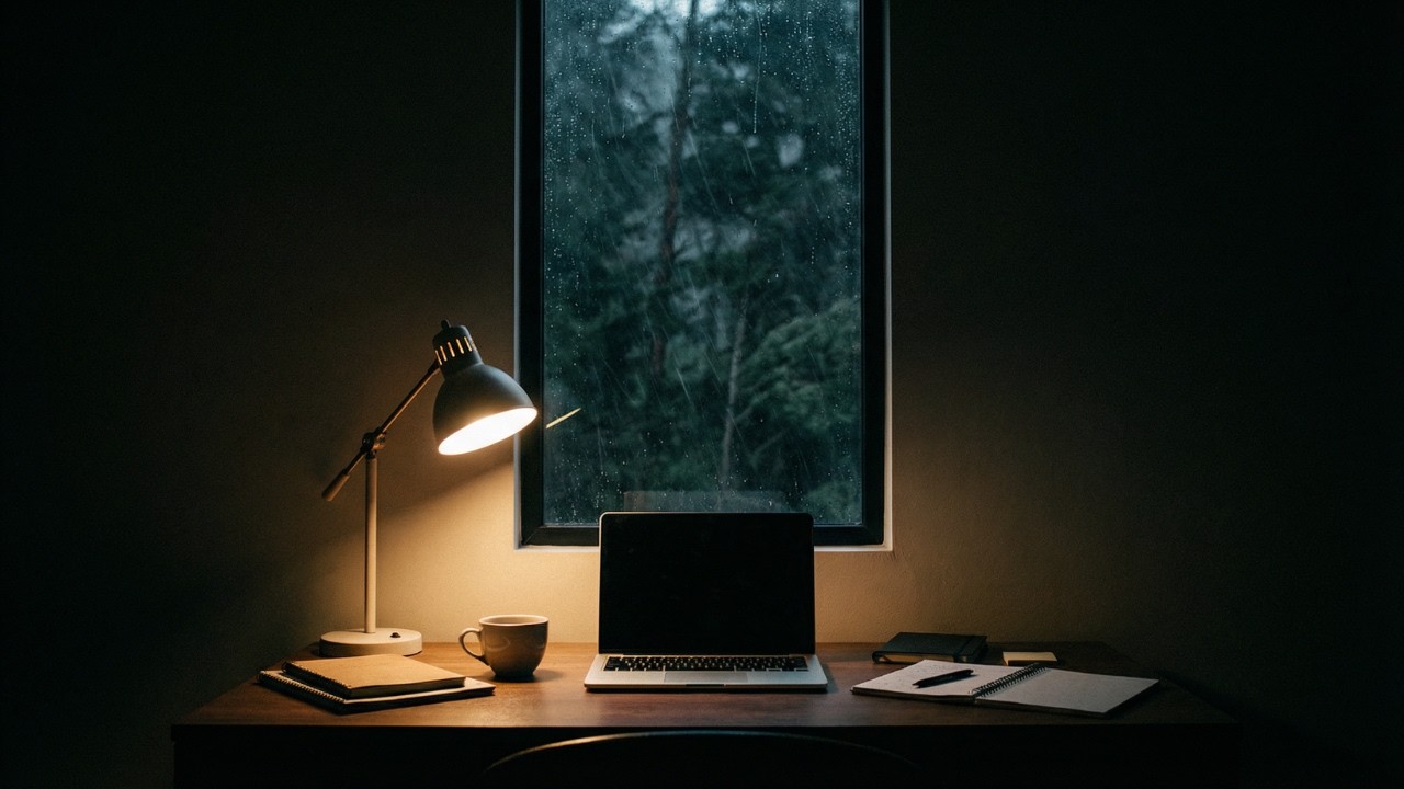 Night Office Rain Jazz for Quiet Focus and Flow State Work