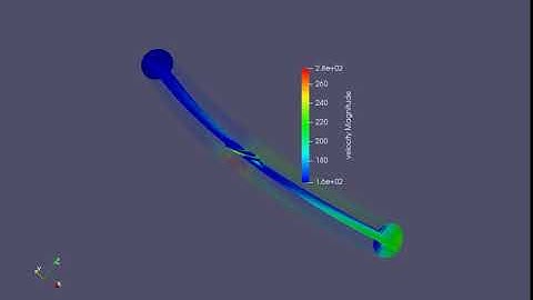 Transient simulation of flow over a throttle body- velocity animation for mesh size of 2 mm