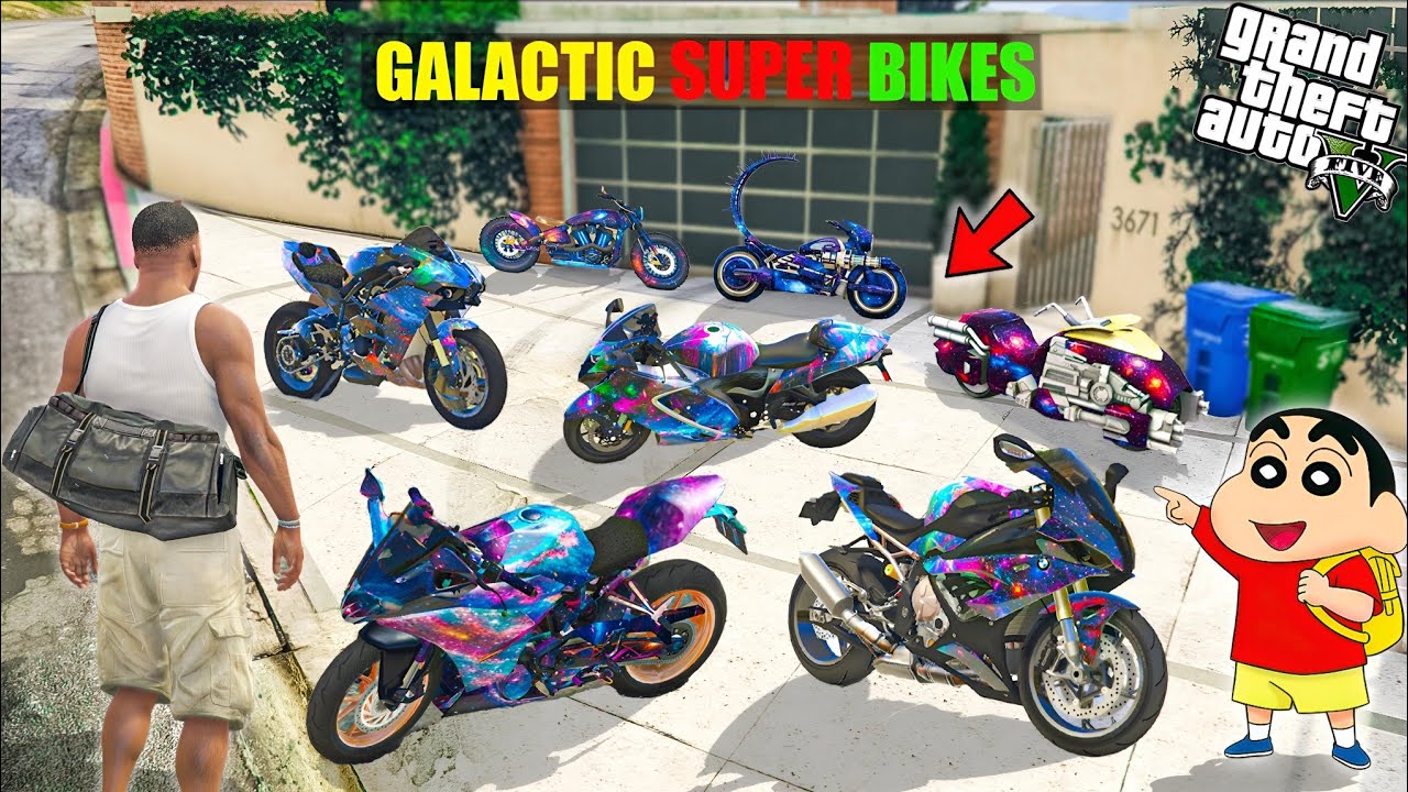 GTA 5 : Franklin & Shinchan Collecting RARE GALACTIC SUPERBIKES In GTA 5! (GTA 5 Mods)