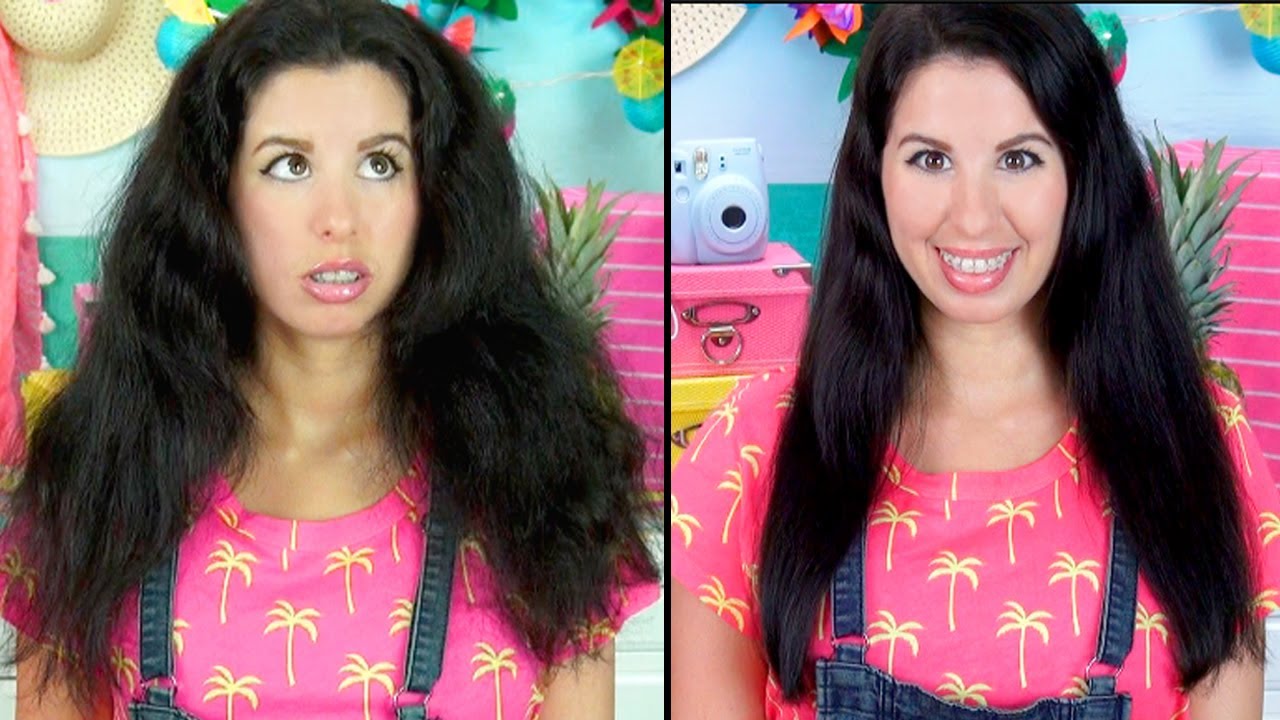 How To Get Straight Hair Using NO HEAT! Works on Curly, Frizzy or Long Hair!  - YouTube