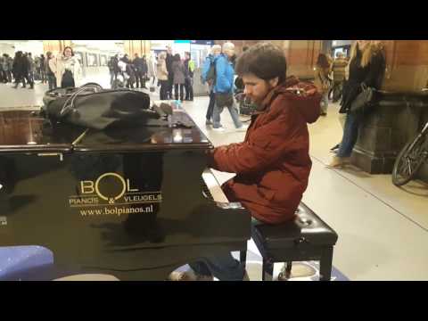 Amazing piano recital at the free piano at the Amsterdam Central Station Holland Netherlands 5 HD