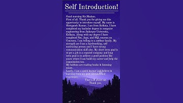 How to Introduce yourself in English || Self Introduction in Interview || #Interview #Shorts