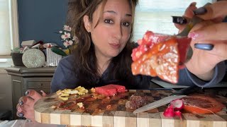 Asmr Eating Steak Eggs Watermelon Tomatoes Radishes Ketchup 