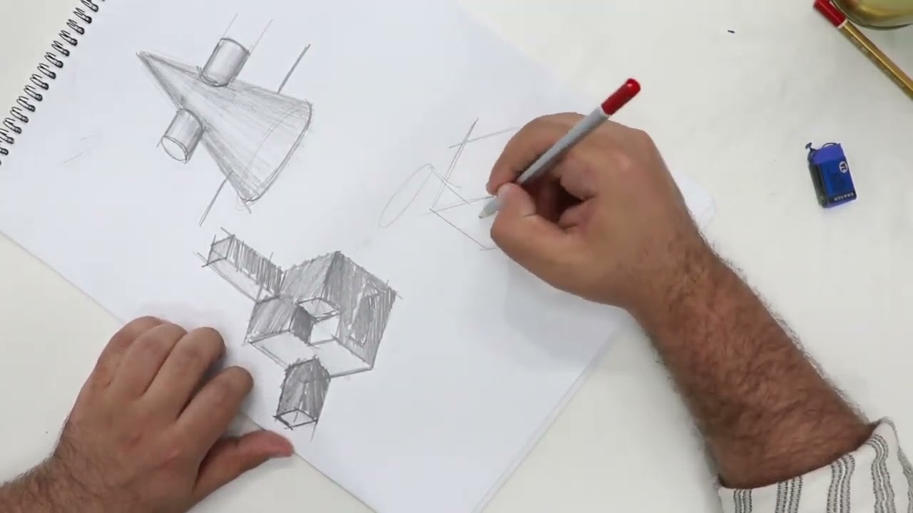 رسم الاشكال الهندسية المتداخلة عمارة اسكتش