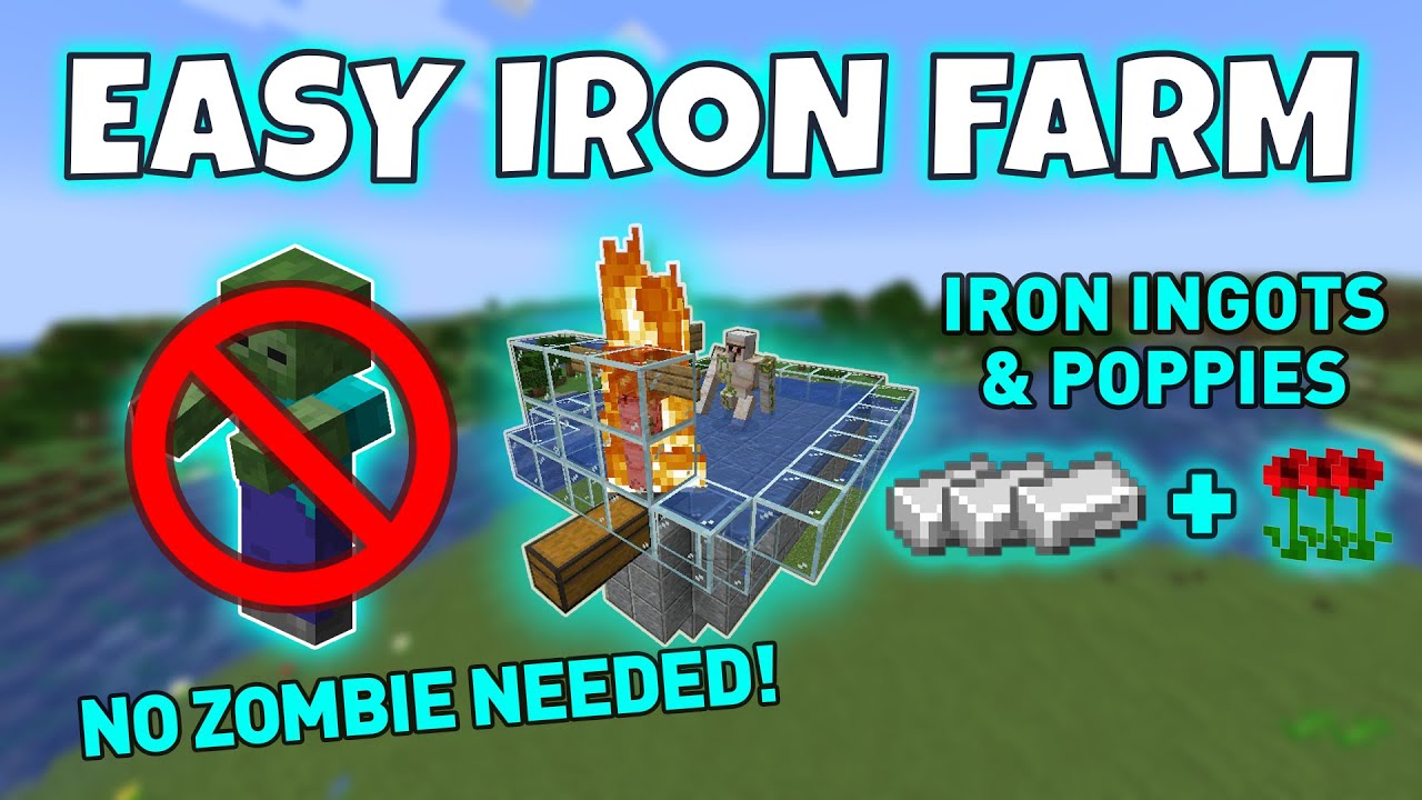 Minecraft Java 1.20+ Easy Iron Golem Farm Iron Ingot & Poppy Farm