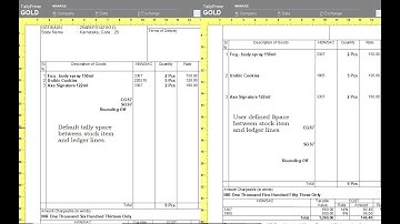 Tally Add On: Provide Space between Stock Item & Ledgers Line in Invoice Print