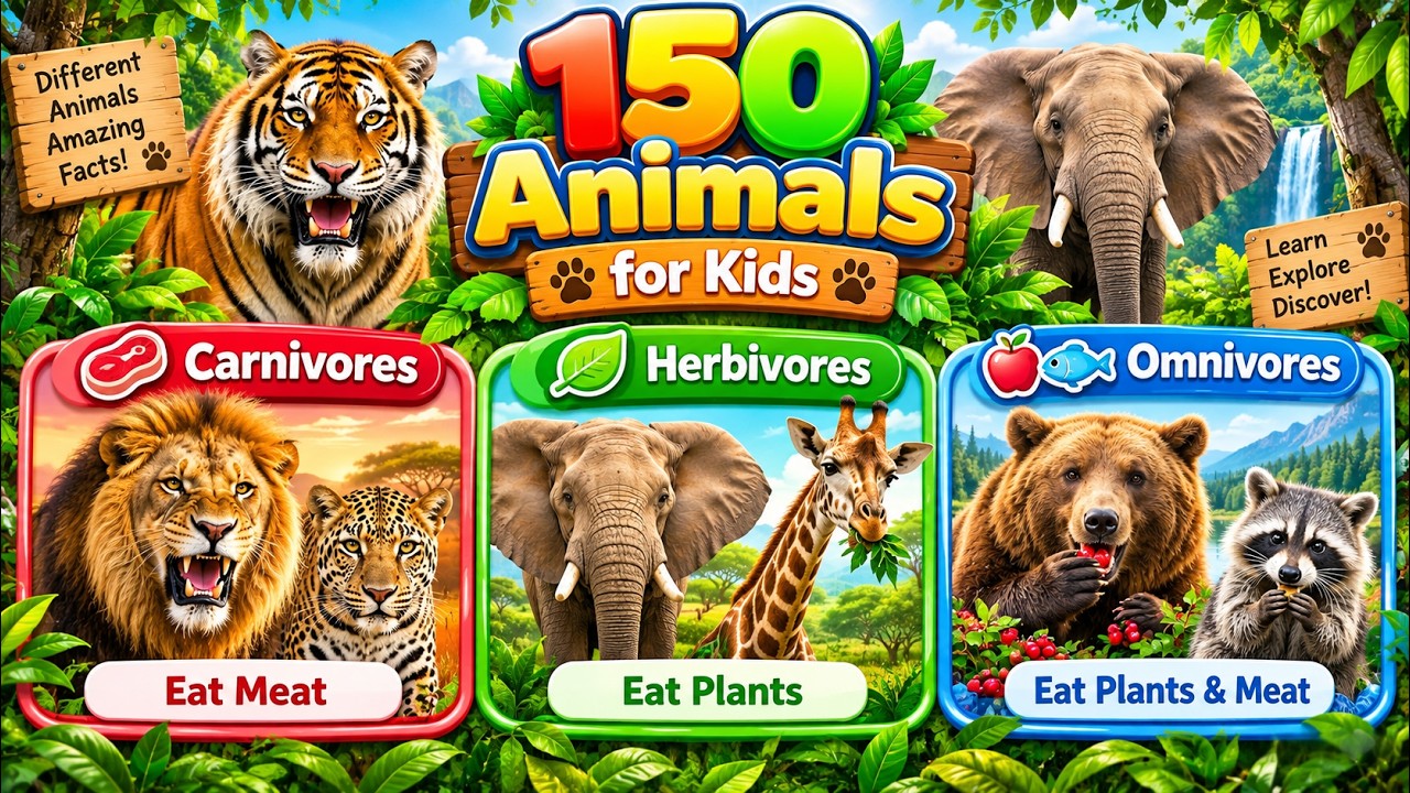 150 Animals for Kids | Learn Animal Names and Facts about Carnivores ...