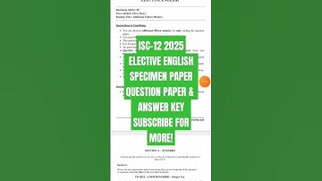 ISC 12 Elective English Specimen Paper 2025 Answer Key #isc #isc2025