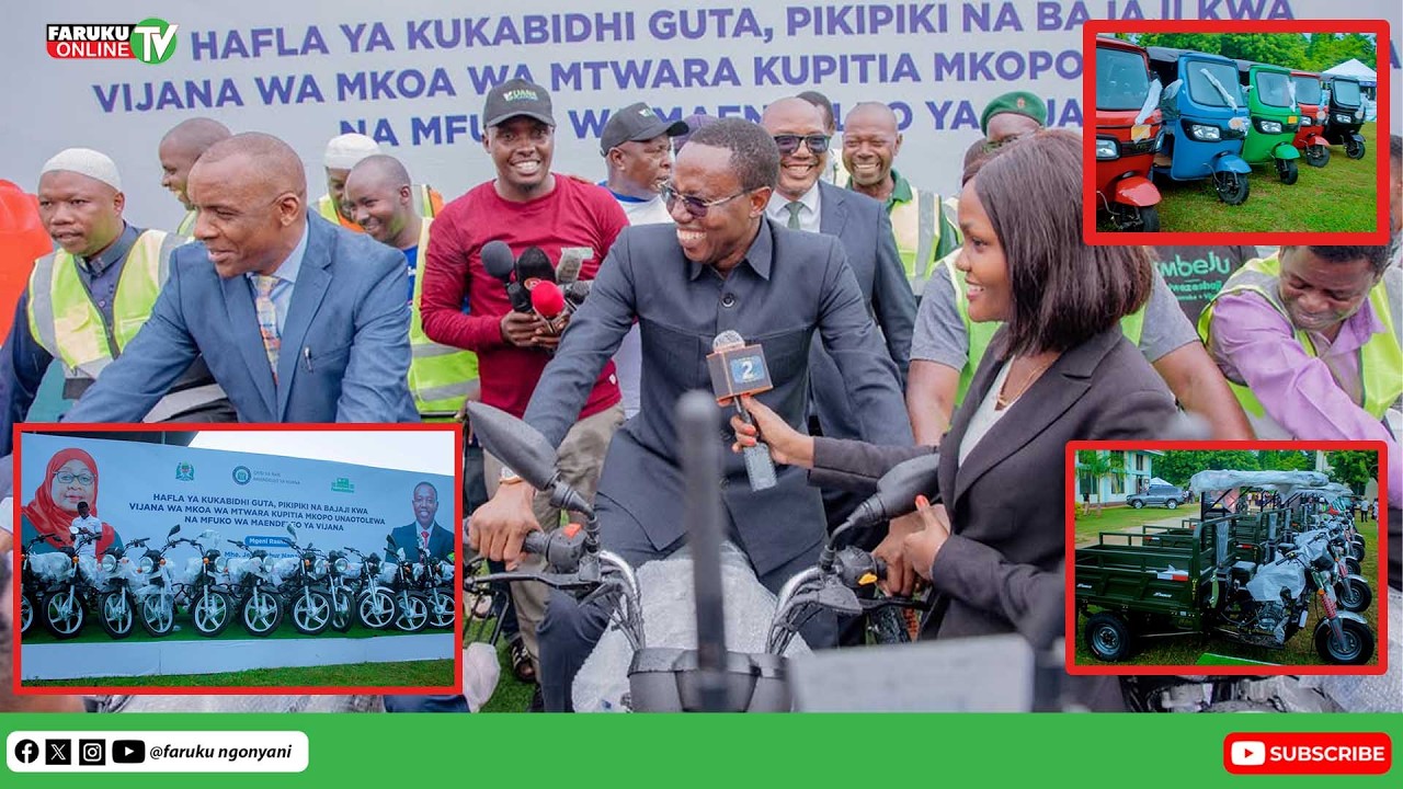 WAZIRI JOEL AMEKABIDHI PIKIPIKI 15 ,GUTA 5 , BAJAJI 5 KWA VIJANA MTWARA.