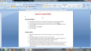 Word processing (Intermediate) •| Lecture 12|• (Insert object) Class 10th