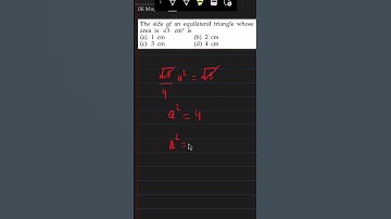 the area of an equilateral triangle is root 3 what is the side of the triangle