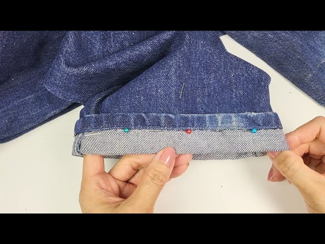 How to shorten jeans and keep original hem without sewing machine 