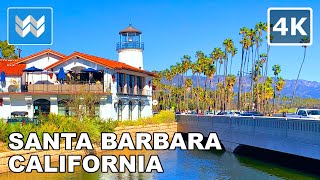 [4K] Downtown Santa Barbara in California USA  2022 Walking Tour & Travel Guide  Binaural Sound