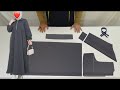 طريقة تفصيل وخياطة فستان عباية للمحجبات موديل جديد بالكول شوميز Dress Cutting And Stitching Abaya