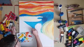 The Scream - Edvard Munch in Time Lapse (#004) // Acrylic Painting with Oil Pastels