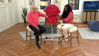 Denim & Co. EasyWear Twill Short-Sleeve Button-Front Jacket on QVC