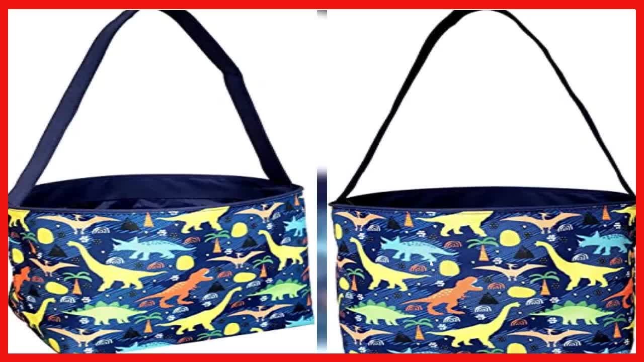 Great product -  Dinosaur Easter Basket Bucket Fabric Tote Bag Toy Bin - Can Be Personalized or Mono