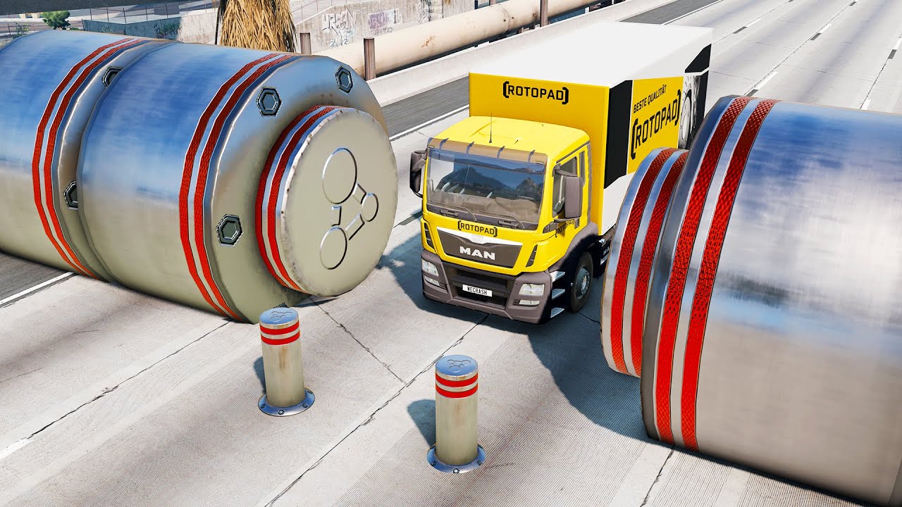 Cars vs Bollards BeamNG.Drive YouTube