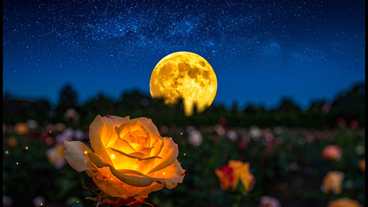 Moonlit Rose Garden 4K 🌙🌹 | 10 Hours Magical Night Ambience