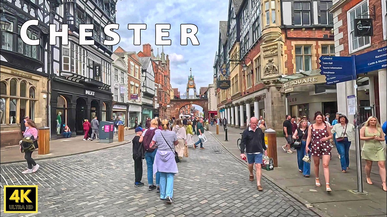🇬🇧 Walking in the historic old town of Chester, encountering the ...