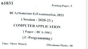 C-Programming || B.C.A 1st Semester (2020-23) Question Paper || #BCA #BRABU #UNIVERSITY #shortvideo