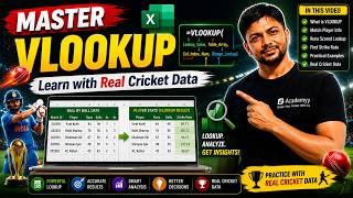 Excel VLOOKUP Explained | Data Analytics Tutorial with Real Cricket Dataset 🔥
