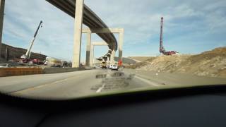 Dashcam view of I-820 / I-35W interchange construction at Fort Worth, Texas.