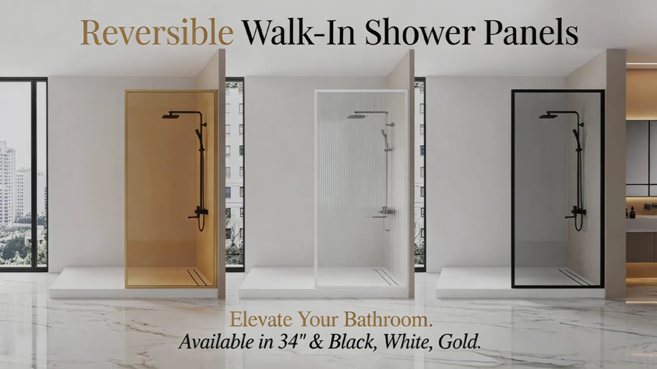 Discover the Czar Collection – modern walk-in panels for an open, luxurious shower✨
