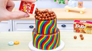 Miniature 2 Tier Rainbow Kitkat Cake Decorating Ideas 🌈 Pretty Mini Cakes