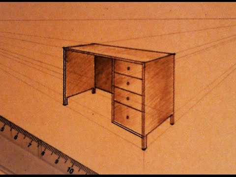 How to draw - two point perspective - office table - YouTube