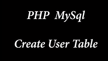 PHP MYSQL Create user table
