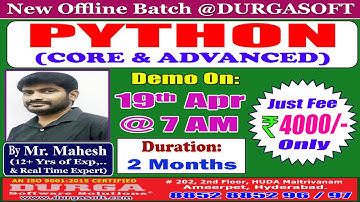 PYTHON (CORE & ADVANCED) Offline Training @ DURGASOFT