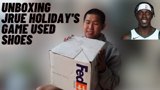 UNBOXING NBA CHAMPION AND GOLD MEDALIST JRUE HOLIDAY'S GAME-USED SHOES! (ENGLISH)
