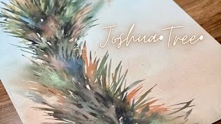 Joshua Tree Painting With Watercolor And Stencil Techniques