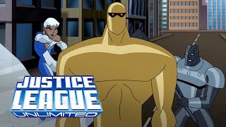 Amazo destruye al resto de La Liga que defendía a Lex Luthor en La Tierra | Justice League Unlimite