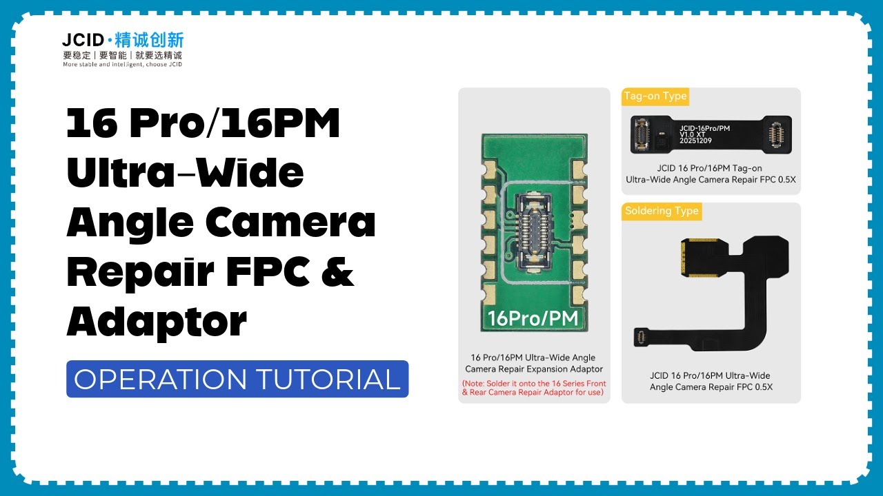 JCID 16 Pro/16PM Ultra-Wide Angle Camera Repair FPC & Adaptor