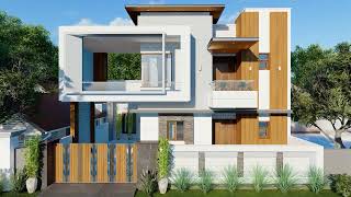 35 FEET FRONT ELEVATION DESIGN 3D