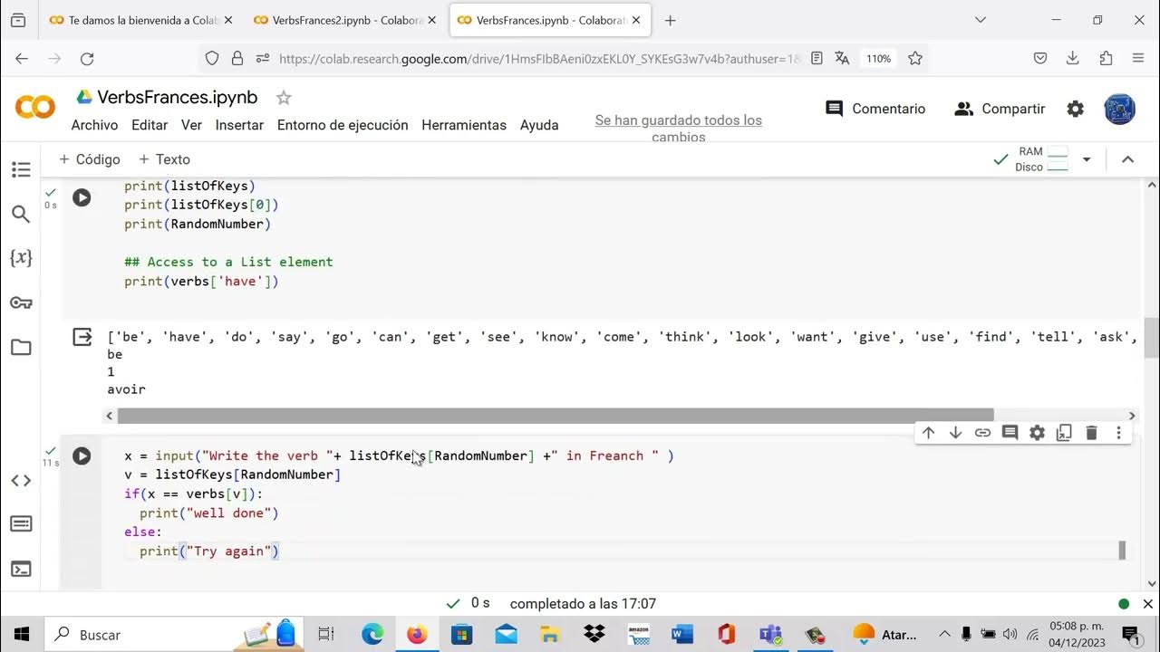Programa para prácticar verbos en Frances usando python - YouTube